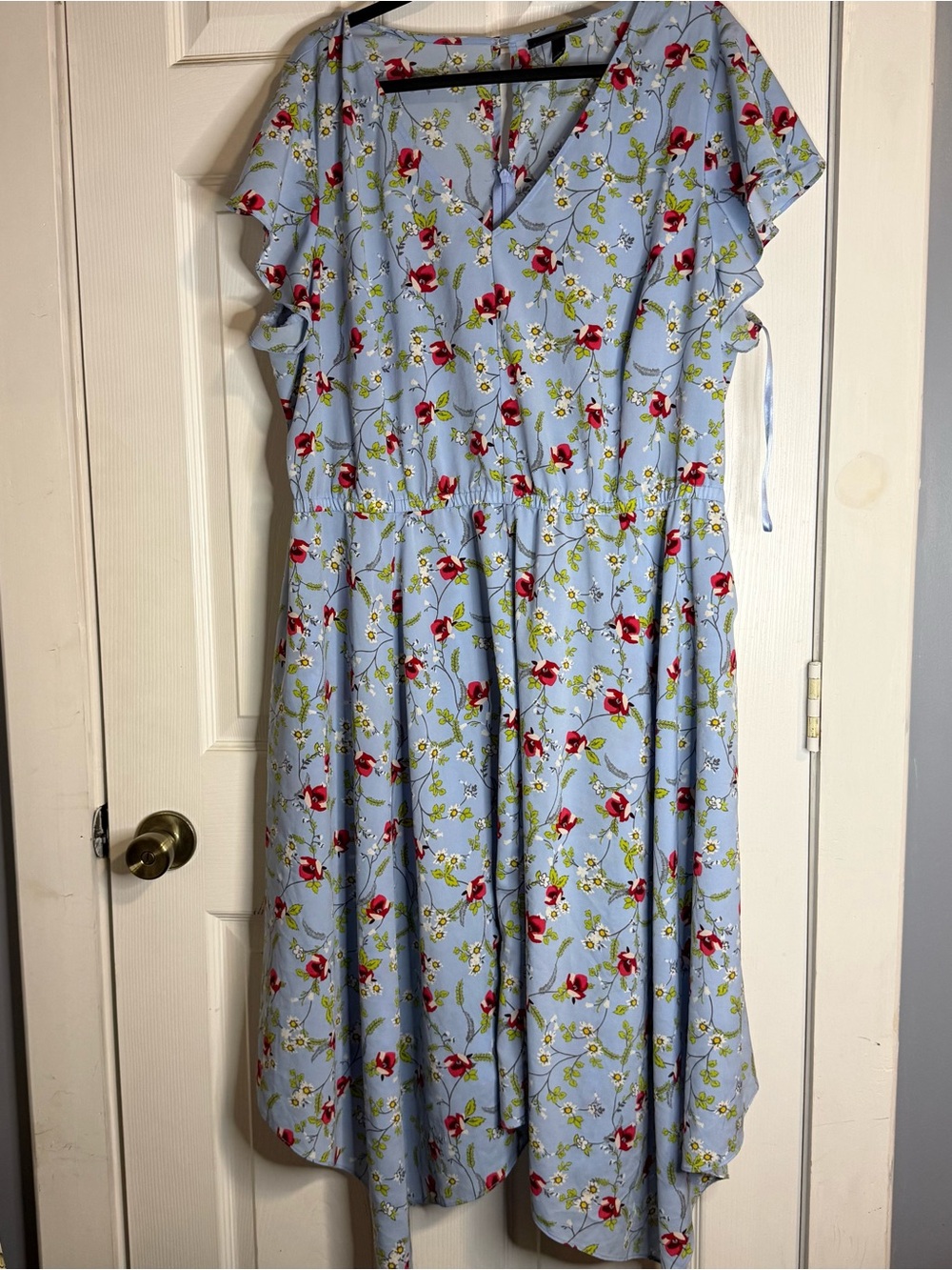 Cottagecore Lane Bryant Plus Size 22 Dress Womans Floral Flutter Sleeve garden